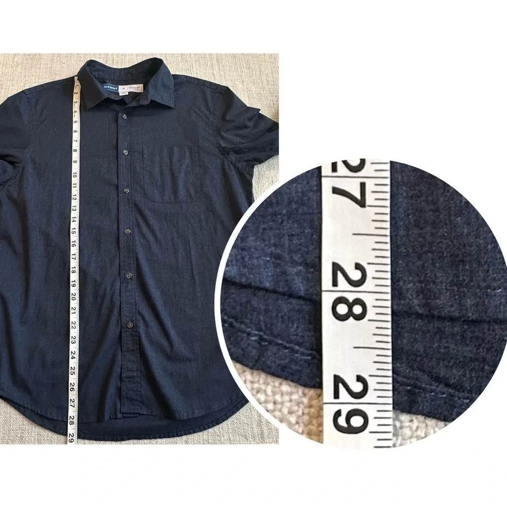 OLD NAVY Everyday Shirt Long Sleeve Regular Fit Top Button Down Navy Men's M - Picture 12 of 13